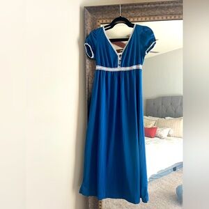 Vintage Nightgown Sleep Slip dress gown Pajamas Lorraine SOFT silk size S Blue